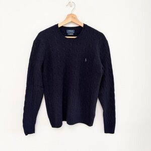 Vintage 90s Polo by Ralph Lauren Men's Navy Crewneck Sweater